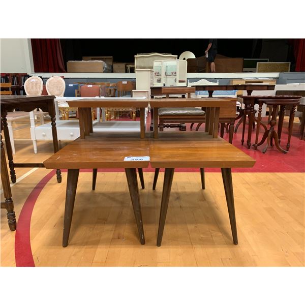 2 2 TIER WOOD END TABLES APPROX 24"X26"X16"