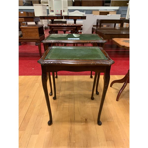 2 WOOD & GLASS TOP NESTING TABLES