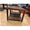 Image 2 : 2 2 TIER WOOD & WHICKER END TABLES APPROX 21"X25"X22"