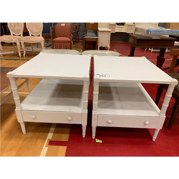 2 1 DRAWER 2 TIER WOOD END TABLES APPROX 22"X26"X22"