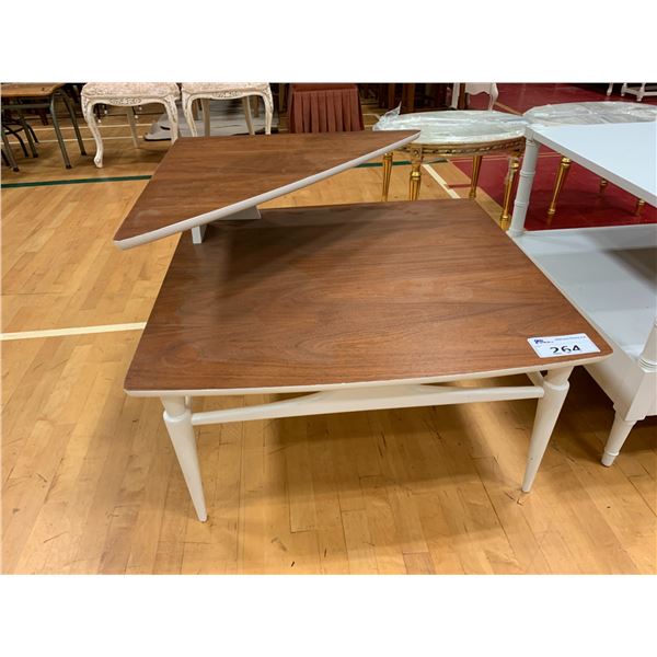 MODERN 2 TIER WOOD TABLE APPROX 23"X31"X30"