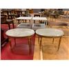 Image 3 : 2 WOOD MARBLE TOP END TABLES APPROX 17"X26"X18"