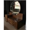Image 2 : 2 DOOR 2 DRAWER WOOD VANITY WITH LARGE ROUND MIRROR APPROX 62"X52"X17"