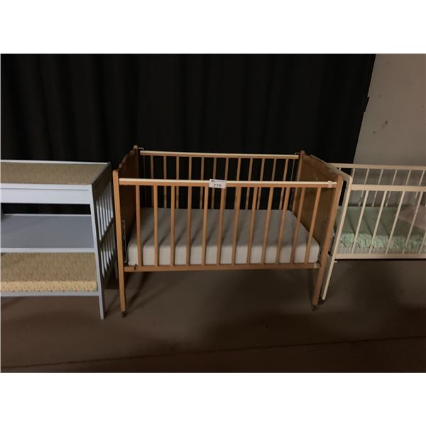 3 ASSORTED SIZE CRIBS (2 MOBILE)