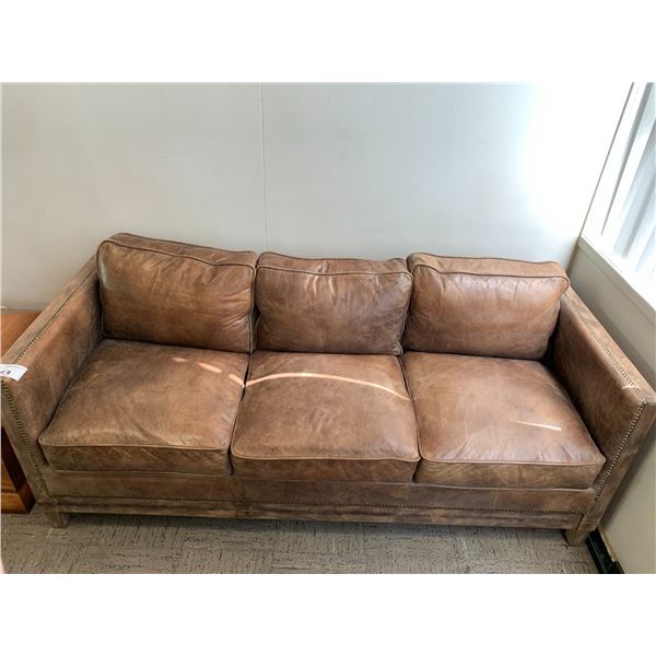 VINTAGE STUDDED LEATHER SOFA