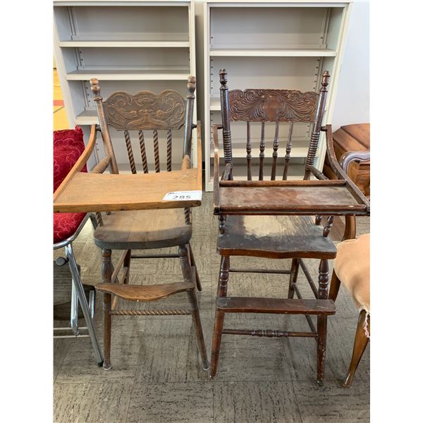 2 WOOD KIDS HIGH CHAIRS