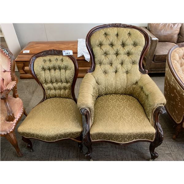 2 VINTAGE TUFTED BACK CHAIRS