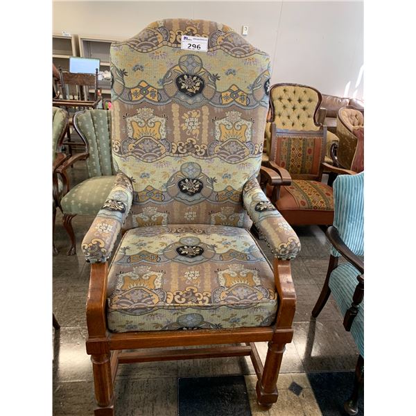 LARGE VINTAGE STUDDED LEATHER CHAIR