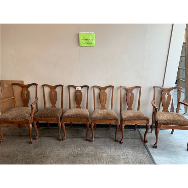 6 LEOPARD PRINT WOOD DINING CHAIRS