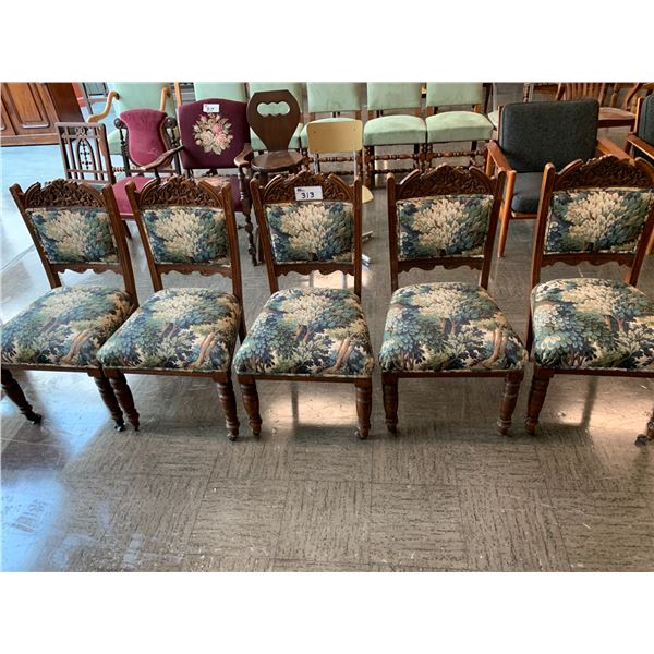 5 CARVED WOOD DINING CHAIRS