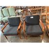 Image 1 : 2 VINTAGE WOOD LOUNGE CHAIRS (SOME SCRATCHES)