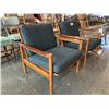 Image 2 : 2 VINTAGE WOOD LOUNGE CHAIRS (SOME SCRATCHES)