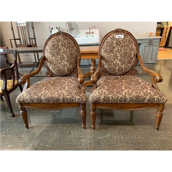 2 VINTAGE WOOD LARGE SEAT CHAIRS