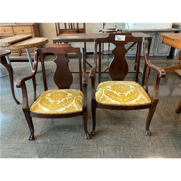 2 ASSORTED SIZE MATCHING WOOD CHAIRS