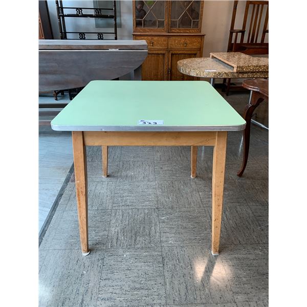 WOOD & METAL TABLE APPROX 29"X30"X30"