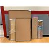Image 1 : 4 ASSORTED CORK BOARDS & 2 BOXES OF WOOD SHELVES