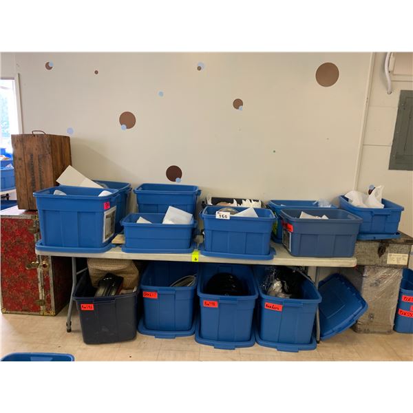 TOTES & BOXES OF ASSORTED ITEMS INCLUDING; VINTAGE CHESTS, DISHWARE, LEATHER BAG & MORE (TABLE NO...