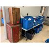 Image 5 : TOTES & BOXES OF ASSORTED ITEMS INCLUDING; VINTAGE CHESTS, DISHWARE, LEATHER BAG & MORE (TABLE NO...