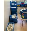 Image 2 : TOTES OF ASSORTED ITEMS INCLUDING; BREAKAWAY GLASS, FAKE FOOD, DISHWARE, SERVING CART & MORE (TAB...