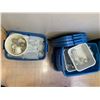 Image 7 : TOTES OF ASSORTED ITEMS INCLUDING; BREAKAWAY GLASS, FAKE FOOD, DISHWARE, SERVING CART & MORE (TAB...