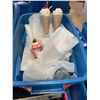 Image 8 : TOTES OF ASSORTED ITEMS INCLUDING; BREAKAWAY GLASS, FAKE FOOD, DISHWARE, SERVING CART & MORE (TAB...