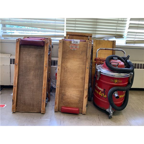 ASSORTED MECHANICS DOLLY'S & VINTAGE PULLMAN VACMOBILE VACUUM