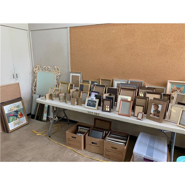 ASSORTED PHOTO FRAMES & MIRRORS (TABLE NOT INCLUDED)