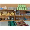 Image 3 : 2 WOOD SHELVING UNITS OF ASSORTED ITEMS INCLUDING; DISHWARE SETS, BONE CHINA, GLASSWARE & MORE (T...