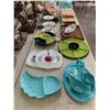 Image 1 : ASSORTED ITEMS INCLUDING; SNACK TRAYS, CAKE TRAYS, SERVING TRAYS, ICE BOX & MORE (TABLE NOT INCLU...