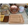 Image 4 : ASSORTED ITEMS INCLUDING; SNACK TRAYS, CAKE TRAYS, SERVING TRAYS, ICE BOX & MORE (TABLE NOT INCLU...