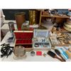 Image 7 : ASSORTED ITEMS INCLUDING; JEWELRY, VINTAGE HAIR DRYERS, JEWELRY BOXES, VACUUM & MORE (TABLE NOT I...