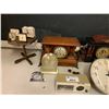 Image 2 : ASSORTED CLOCKS INCLUDING; RCA, SIMPLEX, BABY BEN, EQUITY, SAND HOURGLASS & MORE (TABLE NOT INCLU...