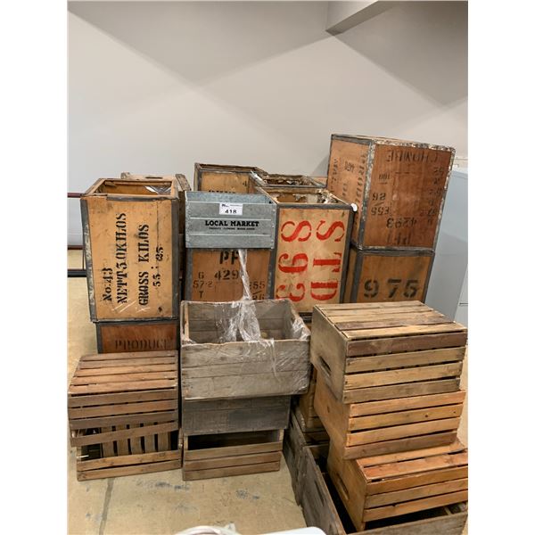 ASSORTED WOOD & METAL CRATES