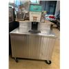 Image 1 : MOBILE STAINLESS STEEL PREP TABLE WITH VINTAGE COCA COLA DISPENSER PROP APPROX 36"X36"X24"