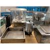 Image 2 : ASSORTED ITEMS INCLUDING; KITCHEN APPLIANCES, METAL & WOOD SHOP TABLE, BUFFET TRAYS & 2 PROP CABI...