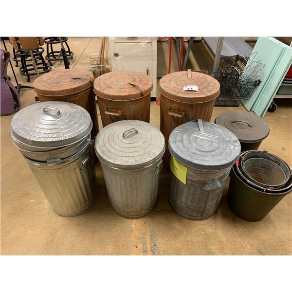 ASSORTED METAL WASTE BINS & BUCKETS