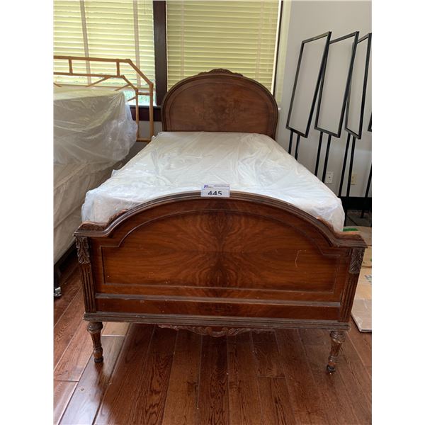 WOOD TWIN BED FRAME WITH BOX SPRING & MATTRESS