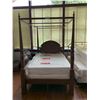 Image 1 : QUEEN SIZE CANOPY BED FRAME WITH BOX SPRING & QUEEN SIZE MATTRESS