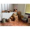 Image 1 : ASSORTED ITEMS INCLUDING; WOOD CRATES, WHICKER BASKETS, VINTAGE LUGGAGE & MORE