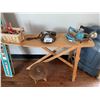 Image 3 : ASSORTED ITEMS INCLUDING; WOOD IRONING BOARD, VINTAGE TELEPHONE, VINTAGE IRONS, CORNER CABINET & ...