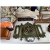 Image 3 : ASSORTED ITEMS INCLUDING; SHELF, WALL MOUNT COAT HANGERS & ASSORTED CLOCKS (TABLE NOT INCLUDED)