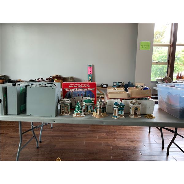 ASSORTED ITEMS INCLUDING; SHELF BRACKETS, CHRISTMAS ORNAMENTS & DCOR, ELECTRICAL BOXES & MORE (TA...