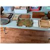 Image 1 : ASSORTED ITEMS INCLUDING; SERVING TRAYS, FRAMED ART, DISPLAY CASE, MARBLE CUTTING BOARD & MORE (T...