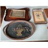 Image 2 : ASSORTED ITEMS INCLUDING; SERVING TRAYS, FRAMED ART, DISPLAY CASE, MARBLE CUTTING BOARD & MORE (T...