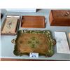 Image 3 : ASSORTED ITEMS INCLUDING; SERVING TRAYS, FRAMED ART, DISPLAY CASE, MARBLE CUTTING BOARD & MORE (T...