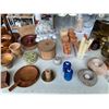 Image 4 : ASSORTED ITEMS INCLUDING; CANDLE HOLDERS, CANDLES, LANTERN, WOOD BOWLS & MORE (TABLE NOT INCLUDED)