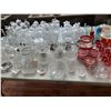 Image 1 : ASSORTED ITEMS INCLUDING; RASPBERRY GLASS, DECANTERS, GLASS PITCHERS & MORE (TABLE NOT INCLUDED)