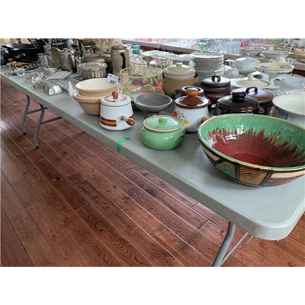 ASSORTED ITEMS INCLUDING; BOWLS, HAND MIXERS, POTS & MORE (TABLE NOT INCLUDED)