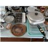 Image 4 : ASSORTED ITEMS INCLUDING; VINTAGE TOASTER, VINTAGE SCALE, MUFFIN PANS & MORE (TABLE NOT INCLUDED)