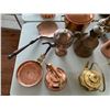Image 2 : ASSORTED ITEMS INCLUDING; COPPER DISHWARE, BRONZE TEAPOT, BRONZE POT & MORE (TABLE NOT INCLUDED)